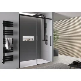 Bernstein Nischendusche mit Schiebetür rechts 110 x 195 cm Schwarz matt 8 mm