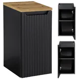Lomadox Badschrank 30cm, In schwarz mit Eiche Newport-56-black