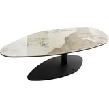 DeLife Wohnzimmertisch Vibana Keramik Minas Melange Weiß-Beige 140x80 cm Gestell Metall Schwarz