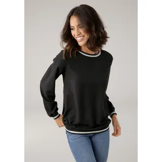 LAURA SCOTT Schlupfbluse mit Kontrastbund aus Glanzgarn Gr. 42,
