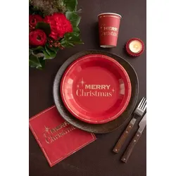 800 Servietten Weihnachten rot gold Merry Christmas