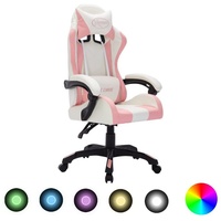 VidaXL Gaming-Stuhl mit RGB LED-Leuchten Rosa und Schwarz Kunstleder