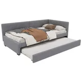 REDOM Polsterbett Schlafsofa Einzelbett Daybett Tagesbett (Lattenrost & Kopfteil, Einzelbett, Bettgestell aus Holz, minimalistisches Styling, 90 x 200 cm), Ohne Matratze grau