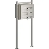 Wiltec 3er Briefkastenanlage Edelstahl 556x270x1200 mm Standbriefkasten Post