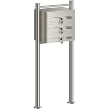 Wiltec 3er Briefkastenanlage Edelstahl 556x270x1200 mm Standbriefkasten Post