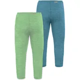 normani Outdoor Sports Normani, Outdoor Sports 2er Pack Baby Merino Unterhose mit Füßen in Blau/Grün | Gr.: 56 Blau, Grün, 56