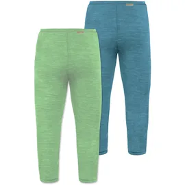 normani Outdoor Sports Normani, Outdoor Sports 2er Pack Baby Merino Unterhose mit Füßen in Blau/Grün | Gr.: 56 Blau, Grün, 56