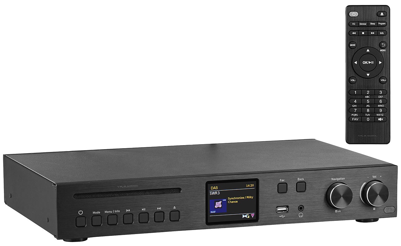 WLAN-HiFi-Receiver, Internetradio, DAB+ & UKW, CD, Bluetooth, USB, 60W