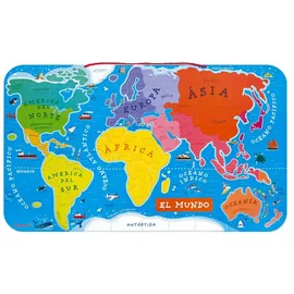 Janod Magnetische Weltkarte Puzzle-version Spanisch - Multicolor - 92