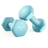 SONGMICS Kurzhantel Hanteln, (2er Set Neopren-Beschichtung, Hantelset, Kurzhanteln, Hexagon), 1KG-2KG-3KG-4KG-5KG Krafttraining, Workout, Fitnesstraining blau 2 x 2 kg