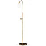 Helios Leuchten 584387/ES Messing Stehlampe Lampe vergoldet | kleine Stehleuchte Leuchte Holz Esche | klassische Wohnzimmer Leselampe in Gold