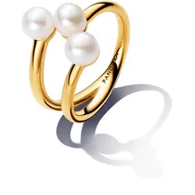 Pandora Essence Behandelte Süßwasserzuchtperle offener Ring aus Sterling Silber mit vergoldeter Metalllegierung, Größe: 56,