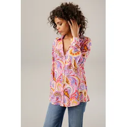 Hemdbluse, graphische Paisley-Muster - jedes Teil ein Unikat, Gr. 36, pink-rot-hellorange-lila-ocker-türkis-rosa-jeansblau-braun-sand-dunkelbraun-wollweiß, , 23336107-36