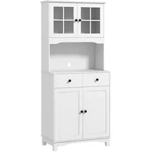 Homcom Küchenbuffet Hochschrank mit Mikrowellenregal 74,5 x 40 x 172 Weiß