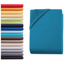 Hometex Premium Textiles Spannbettlaken Jersey 140-160 x 200 cm blau