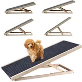 Efan 100 cm x 40 cm Massivholz Haustierrampe Auto Hundeleiter Höhenverstellbar mit rutschfestem Teppich Sicherheit Haustierleiter Faltbare Hunderampe für Reisen 4 separate