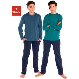 AUTHENTIC LE JOGGER Pyjama, (4 tlg., 2 Stück), in Basicfarben AUTHENTIC LE JOGGER petrol, marine