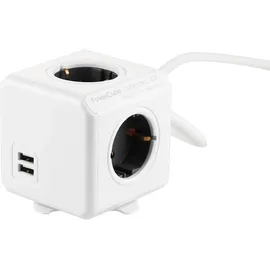 Allocacoc PowerCube 4-fach 3 m Weiß/Grau