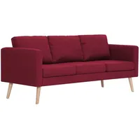 vidaXL 3-Sitzer-Sofa Stoff Weinrot