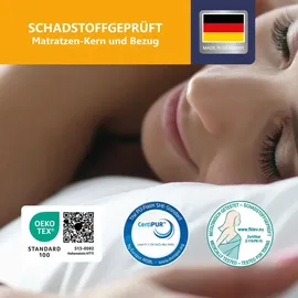 Beco Federkernmatratze BeCo Diamant Plus, 26 cm Luxushöhe, Gelschaum Topper fest integriert, kein Verrutschen (90x200 cm, H2 (0kg-100kg))