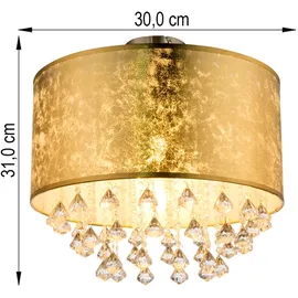 GLOBO 15187D3S 1 Leuchtmittel Stoff Schirm Blatt-Gold