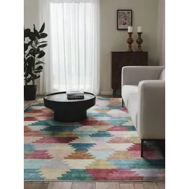 benuta pop Teppich Mehrfarbig, Textil, Abstrakt, Rechteckig, 120x170 cm Gots, wasserabweisend, Teppiche , Böden, Teppiche