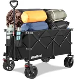 SLIDBEAT XXL Bollerwagen Faltbar mit Große Universalräder - 220L 150KG Strandwagen klappbar - Transportwagen Heavy Faltwagen - Gartenwagen Shopping Camping