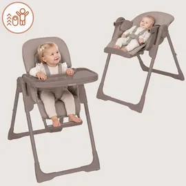 lionelo Linn Plus Hochstuhl Baby 2 in 1 bis 15 kg, Kinderhochstuhl mit Liegefunktion ab Geburt, Klappbar, Rollen, Einhandverstellung, 6 Hoehenstufen, 3 Rueckenlehnenpositionen, Spuelmaschinentablett