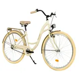 Milord. 26 Zoll 1-Gang Creme Braun Komfort Fahrrad mit Gepäckträger Hollandrad Damenfahrrad Citybike Cityrad Retro Vintage