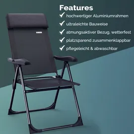 CASARIA Gartenstuhl 4er Set klappbar 7-fach verstellbar 0 x 0 x 0 cm grau