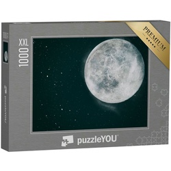 puzzleYOU Puzzle Puzzle 1000 Teile XXL „Vollmond mit Sternen“, 1000 Puzzleteile, puzzleYOU-Kollektionen Astronomie