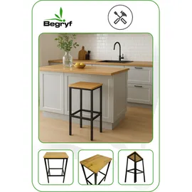 OEM Barhocker Eiche 40 x 65 x 30 cm Schwarz