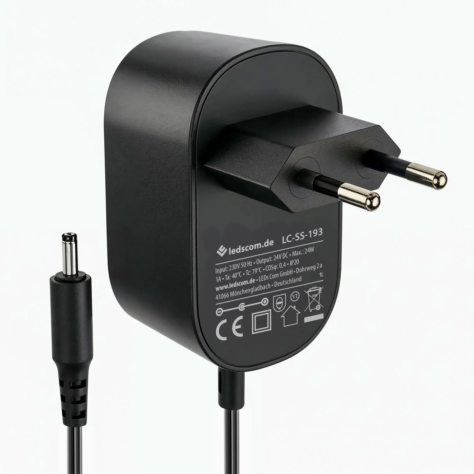 ledscom.de 24W LED Netzteil für Stecksystem ATOM, Stecker, 24V DC, schwarz, IP20