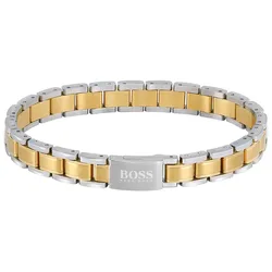 Armband BOSS "Schmuck Edelstahl Armschmuck Gliederkette METAL LINK", gold (edelstahlfarben, gelbgoldfarben), Armbänder, Herren, Edelstahl, Edelstahlarmband