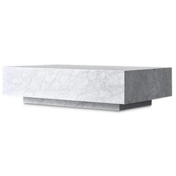 Casa Padrino Luxus Couchtisch Weiß 135 x 80 x H. 35 cm - Rechteckiger Wohnzimmertisch aus Carrara Marmor - Marmortisch - Luxus Qualität