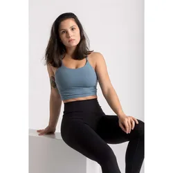 Crop-Top Sport-BH Fitness Varsity - Damen - Blau XL