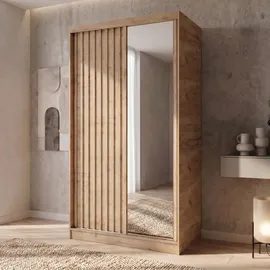 beautysofa Schwebetürenschrank Donatello 120 x 204,5 x 60 cm Braun/Bronze