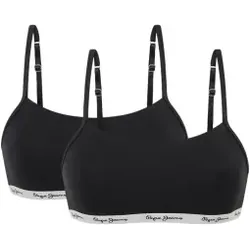 Pepe Jeans für Damen. PLU11038 Pack 2 Black Solid BHs (XS), Schwarz, Heimtextilien, Baumwolle