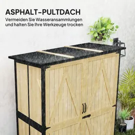 Outsunny Gartenschrank, Geräteschuppen aus Holz, Wetterfest Geräteschrank
