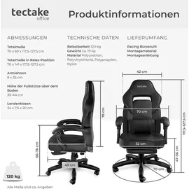 Tectake Racing Bürostuhl Comodo Schwarz