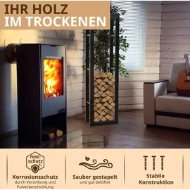 lawa living and lifestyle Kaminholzregal innen + außen Metall verzinkt 40x25x150 Schwarz Feuerholzregal Brennholzregal außen Stapelhilfe Kaminholz Kaminregal galvanisiert - Schwarz