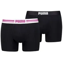 Puma MEN EVERYDAY PLACED LOGO BOXERS 2P electric orchid / schwarz L 2er Pack