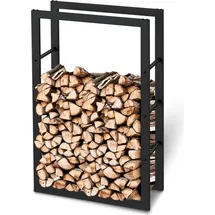 holz4home® Kaminholzregal aus Metall Schwarz inkl. Ofenhandschuh 60x25x100cm