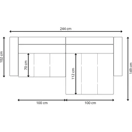 Fun Möbel Ecksofa Sofa mit Schlaffunktion AUGUSTO in Stoff Wind Dunkelblau Ottomane Links