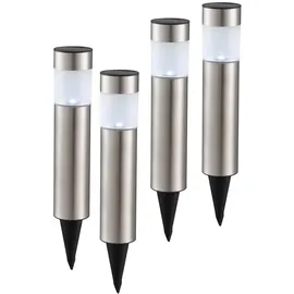 GLOBO LED Solar Erdspieß Leuchte Stecklampe Standleuchte Gartenlampe Stehleuchte, Edelstahl, jeweils 1x 0,06W, D x H 6,3 x 28 cm (inkl. Erdspieß), 12er Set