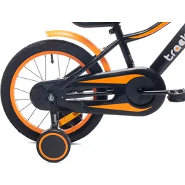 SUN BABY Tracker Bike Kinderfahrrad Jungen Fahrrad Stützräder Schubstange 16 Zoll neon orange - Orange/Schwarz