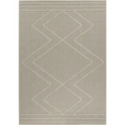 Teppich Outdoor Flachgewebe Boho-Muster Polypropylen Küche Beige Rechteckig 140x200 | Kadima Design