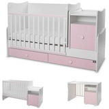 Lorelli Babybett 4 in 1 Trend Plus NEW Schaukelfunktion Jugendbett Schreibtisch pink