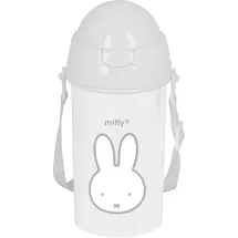 Safta MIFFY NIEBLA - Selbstöffnende Trinkflasche mit Strohhalm, Wasserflasche, BPA-frei, mit Umhängetasche, bequem und leicht, 500 ml, 7,3 x 19,5 cm, Steingrau