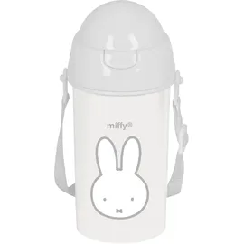 Safta MIFFY NIEBLA - Selbstöffnende Trinkflasche mit Strohhalm, Wasserflasche, BPA-frei, mit Umhängetasche, bequem und leicht, 500 ml, 7,3 x 19,5 cm, Steingrau